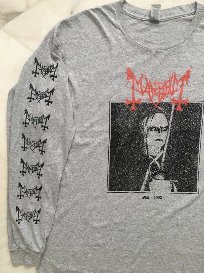 MAYHEM EURONYMOUS TRIBUTE LONG SLEEVE SHIRT Morbid Nargaroth Impaled Nazarene Burzum Emperor Archgoat Gorgoroth Marduk Watain Behemoth Dimmu Borgir Hellhammer Darkthrone Satyricon Storm Beherit Ragnarok Rotting Christ Absu Venom Impiety Ulver (Category: Tshirts & Polo Shirts) located in Kuala Lumpur. Submitted by phunckypheel (Listing ID 1451368949, Image 3). Description: MAYHEM - Euronymous Tribute Long sleeve shirt SIZE : XL ***SEE SIZE CHART**