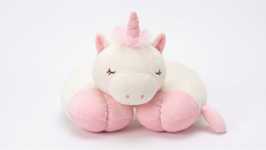 MINISO Unicorn Neck Pillow Plush Toy (Category: Plushies & Soft Toys) located in Mandaluyong City. Submitted by urgifted (Listing ID 1451331308, Image 2). Description: Transform your trips and naps into a magical, cozy escape with this ultra-soft Unicorn Neck Pillow! Featuring ergonomic neck support, adorable mythical details, and plush comfort, it is the ultimate travel companion for all ages. • Kindly ask for availability as stocks may come.