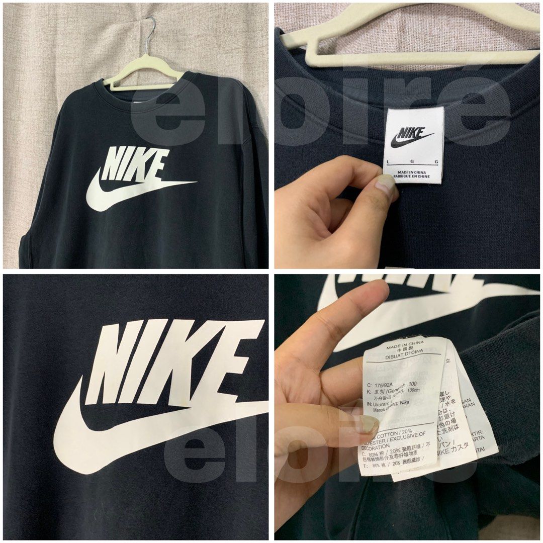 Nike Black Crewneck Sweatshirt (Category: Coats, Jackets and Outerwear) located in Taguig. Submitted by eloire (Listing ID 1451515069, Image 2). Description: Details • Size:24x26 • Condition: 9.5/10 • Issue: need wash only Reminder ⚠️ This is a ukay/preloved item. Please wash before use. ⚠️ Visible issues may be improved or fixed with washing and Jobus. ⚠️ Please check all photos and manage your expectations. ❌ No return, refund, or exchang - Cla