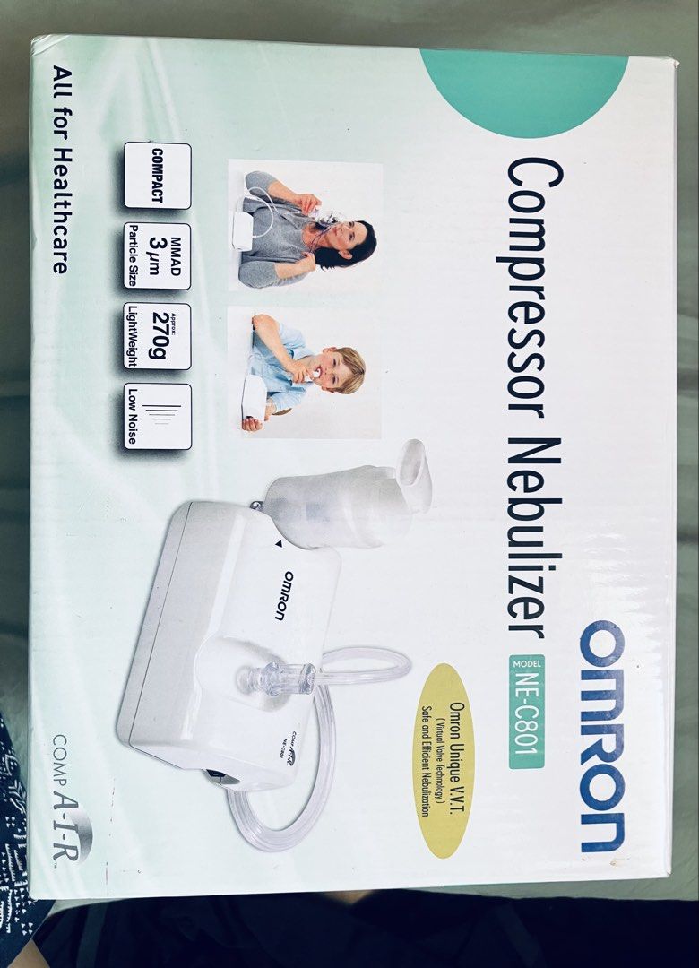 OMRON Compressor Nebulizer NE-C801 (Category: Medical Supplies & Tools) located in Makati City. Submitted by olxph_106271516 (Listing ID 1451326032, Image 1). Description: OMRON NE-C801 Compressor Nebulizer for respiratory relief. Lightweight compact and easy to use for asthma, bronchitis, and allergies. Very reliable for long term home use. In mint condition like new. .