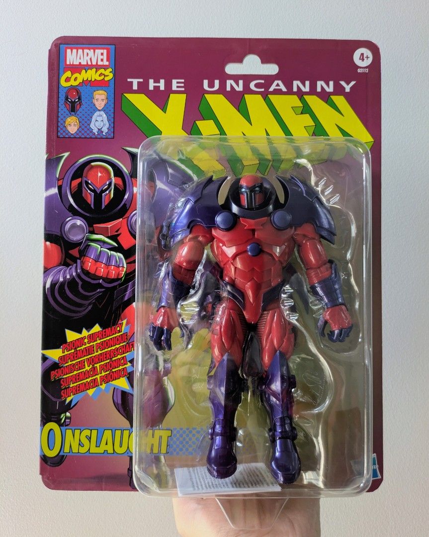 Onslaught Retro Carded (Category: Figurines & Statues) located in Manila. Submitted by shelfinvaders (Listing ID 1451396509, Image 1). Description: For faster replies, pls message our FB page, Shelf Invaders, with the same name and logo. Marvel Legends Onslaught - brand new, sealed - card condition 9/10 MOP: BDO, BPI, GCash Loc: Cubao.