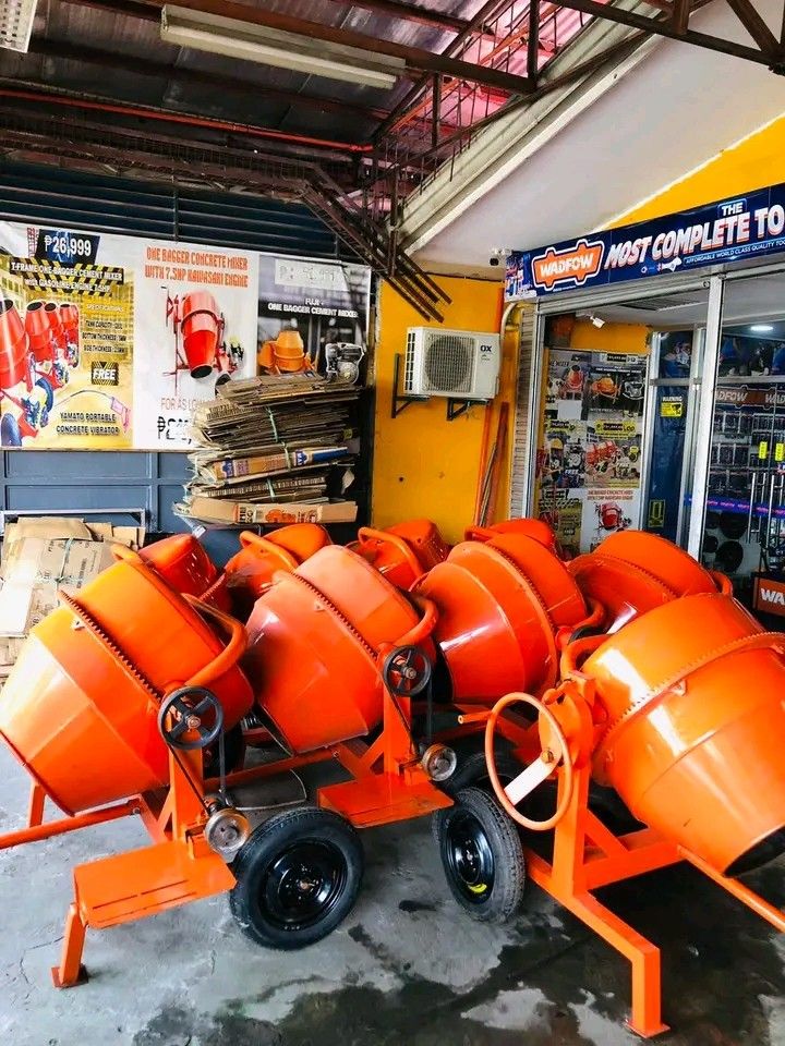 Orange Concrete Mixer for Sale (Category: Construction Tools & Equipment) located in Manila. Submitted by john_pelizar991 (Listing ID 1451328719, Image 2). Description: ‼️‼️. RESTOCK RESTOCK RESTOCK ‼️‼️ ONE BAGGER CEMENT MIXER T FRAME ONE BAGGER CONCRETE MIXER WITH 7.5HP GASOLINE ENGINE FOR ONLY 2𝟳, 9𝟵𝟵 VAT EX Yoke: Tubular Tank Capacity: 280L Bottom Thickness: 5mm Side Thickness: 2.5mm H-Frame One Bagger Cement Mixer with 7.5HP Gasoline Engi