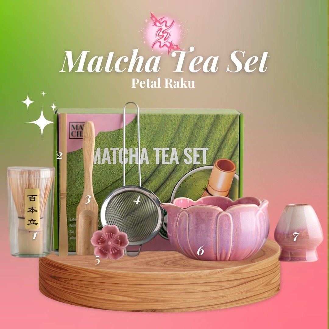 Petal Raku 7-Piece Matcha Tea Set (Category: Coffee & Tea Tableware) located in Manila. Submitted by dala_rhisells (Listing ID 1451337066, Image 1). Description: .