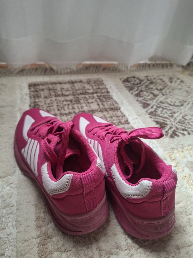 Pink Sprint Sneakers with White Stripes (Category: Sneakers) located in Antipolo. Submitted by blueverly (Listing ID 1451325299, Image 3). Description: - fits SIZE 7 (says size 8 on shoes) - Zumba Shoes - Barbie Pink with white stripes on the sides - Secure lace-up closure - Durable soles with excellent grip - Ideal for running or everyday casual wear.