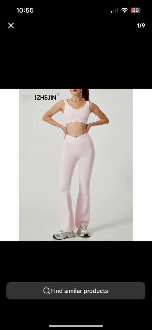 Pink workout sets (Category: Sets or Coordinates) located in Paranaque City. Submitted by lalalavae (Listing ID 1451345661, Image 1). Description: Orig price on tiktok: 990plus Brand new Medium on tag But small frame can fit too See size chart.