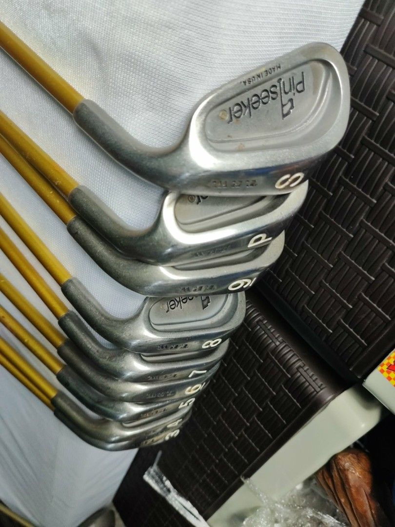 Pinseeker Super Gold Golf Iron Set (Category: Golf) located in Manila. Submitted by meiyeon2 (Listing ID 1451345708, Image 1). Description: - Set of Pinseeker Super Gold golf irons - Includes: S, Pitching Wedge (P), 9, 8, 7, 6, 5, 4, and 3 irons - Made in USA - Pre-owned but with plenty of life left - Ideal for golfers looking to improve their game or beginners -BUDGET FRIENDLY FOR PLANNING TO STARTO PRACTICING GOLF.. .