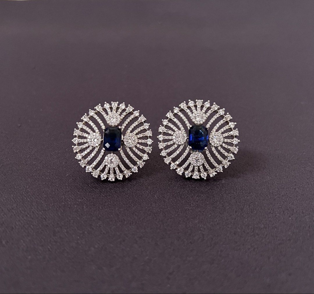 Rare Pieces Stud Earrings with Blue Stone and Crystals (Category: Earrings) located in Makati City. Submitted by jcc999 (Listing ID 1451370634, Image 1). Description: - Brand: Rare Pieces - Type: Stud Earrings - Features: Central blue stone surrounded by sparkling crystals - Style: Eye-catching, glamorous, statement piece - Occasion: Dress up or standout in a Smart casual wear ✨Follow @therarepieces.co in instagram for 10% pesos discount ✨More pi