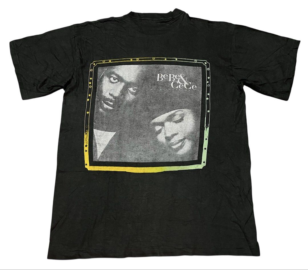 RARE! VINTAGE 90’s BEBE & CECE WINANS AMERICAN DUO SINGER RELATIONSHIP ALBUM 1994 TSHIRT/ R&B/ POP/ RAP/ HIP HOP/ RAPTEES DESIGN STREET WEAR (Category: Tshirts & Polo Shirts) located in Kuala Lumpur. Submitted by the_wearhouse (Listing ID 1451515569, Image 1). Description: MEASUREMENT: W24/L30 MATERIAL: 100 COTTON (SINGLE STITCH BOTTOM/ SMALL PINHOLE) MADE: HONDURAS - Classic 90s black t-shirt - Features a graphic print of BeBe & CeCe on the fron