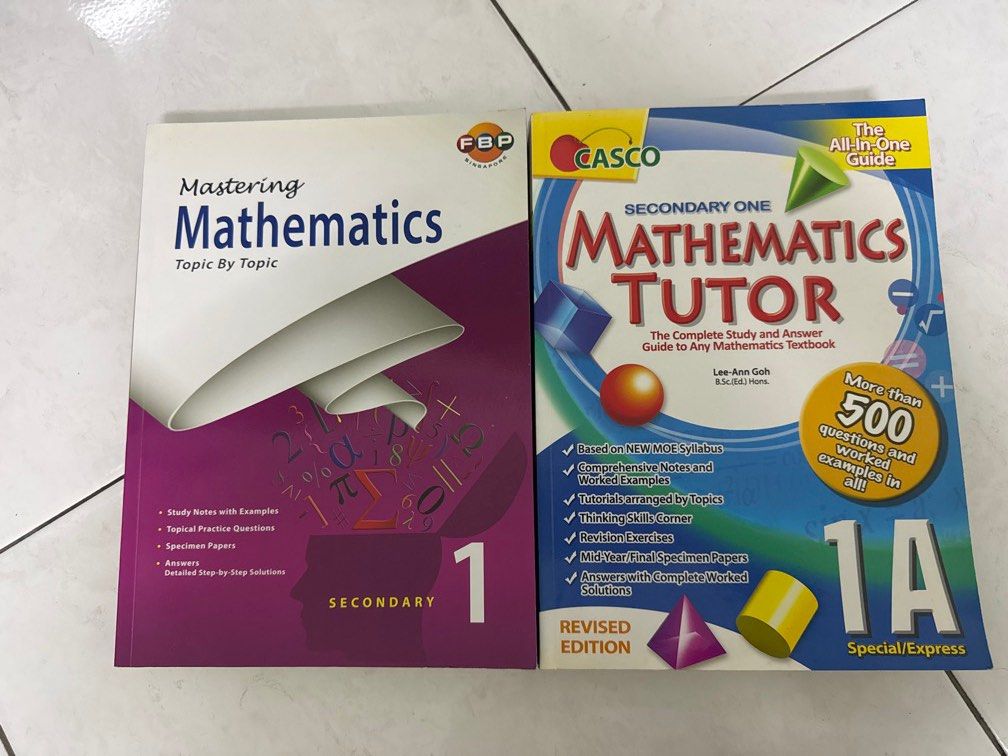 Secondary 1 Mathematics Books (Category: Assessment Books) located in Ulu Tiram. Submitted by yyuannnn (Listing ID 1451433698, Image 1). Description: 98% new - only written on a few pages - Study notes with examples - Topical practice questions - Specimen papers - Detailed answers with step-by-step solutions 1 for RM25 2 for RM40.