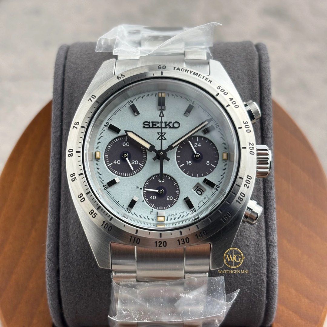 Seiko Prospex Speedtimer SSC965 | SSC965P1 (Category: Men's Watches) located in Manila. Submitted by drhanlie (Listing ID 1451364732, Image 1). Description: Seiko Prospex Speedtimer SSC965 | SSC965P1 ⌚️ Mint Green “Youngtimer” Solar Chronograph FOR ONLY ₱33,490 ✅ Specs: Movement: V192 Solar Chronograph Crystal: Curved sapphire crystal with anti-reflective coating on the inner surface Case Size: 39.0mm Thickness: 13.3mm Lug-to-lug: 45.5mm Water Re