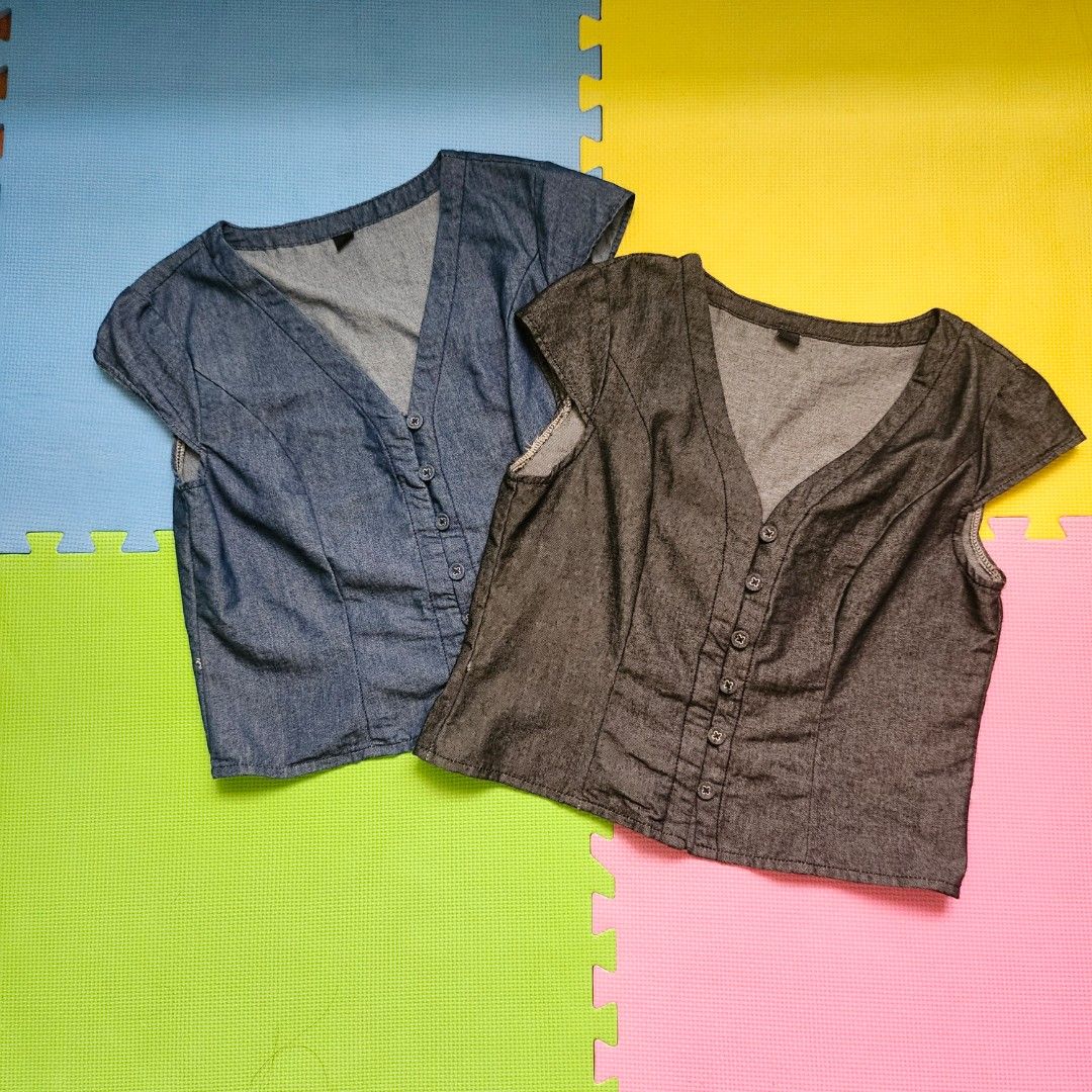 Shein Denim Top Set (Category: Others Tops) located in Quezon City. Submitted by arydeclutters (Listing ID 1451402052, Image 1). Description: 300 for both one size is medium on tag while the other is large pero when put side by side same lang yung laki RFS: need funds and decluttering LAST PRICE POSTED!! QC area MOP: GCash, Maya, GoTyme MOD: JNT, Lalamove, LBC ONLY SF shouldered by buyer.