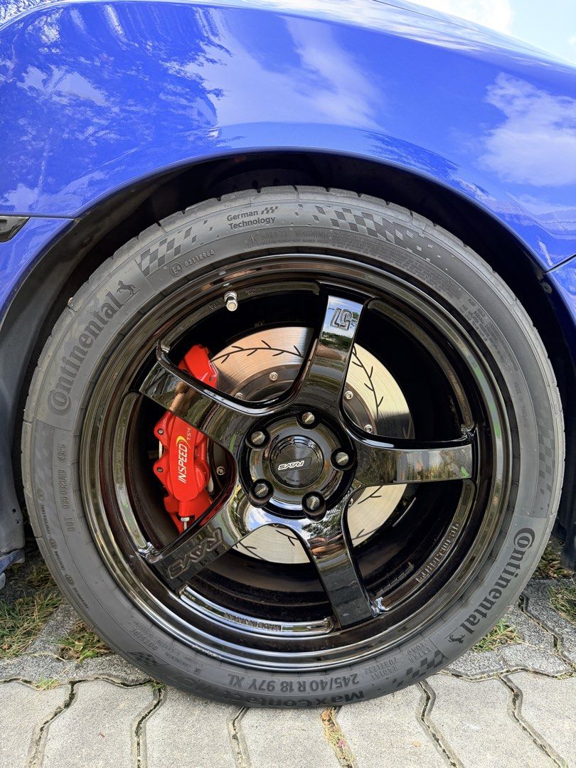 Subaru WRX 2.0 (A) (Category: Used Cars) located in Singapore. Submitted by okcoolstory (Listing ID 1451446867, Image 3). Description: Blue Subaru WRX 2.0A CVT. 2025 Rays Black rims with Inspeed brake calipers. Wear and tear all done up. Great condition, well maintained. Unwilling sale so not in a rush. No need consignment and dealers only if can meet stated price. 1) (dekitted) Invidia Exhaust with LTA Certificate 2) Force Charge Pipe 3) Force T
