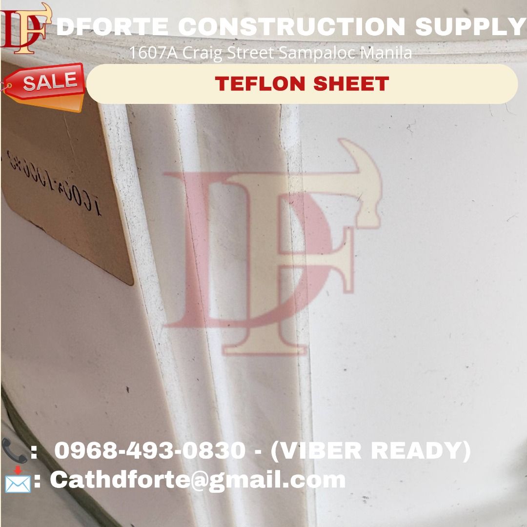 TEFLON SHEET (Category: Home Improvement Tools & Accessories) located in Manila. Submitted by dforte_ms.cath (Listing ID 1451337155, Image 1). Description: 🏗️ DFORTE CONSTRUCTION SUPPLY Excellence is our forte — your satisfaction is our priority. Looking for a reliable supplier of quality construction materials, tools, and industrial products? DFORTE Construction Supply is here to support your projects with dependable products, competitive prici