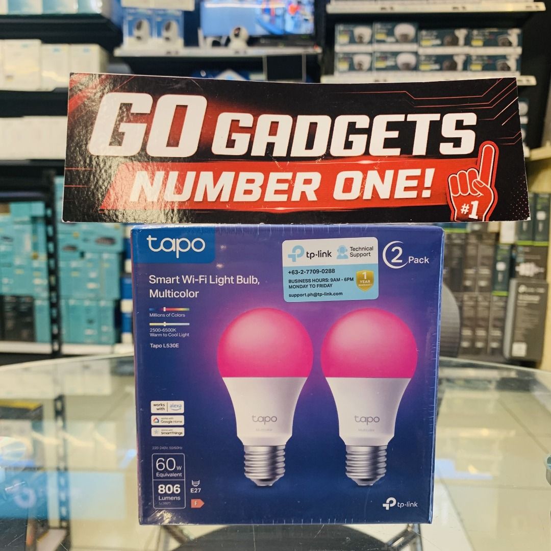 Tp-Link Tapo L530E Smart Wi-Fi Multicolor Dimmable Light Bulb (2-PACK) (Category: Lighting) located in Makati City. Submitted by gogadgetsmakati (Listing ID 1451327984, Image 1). Description: .