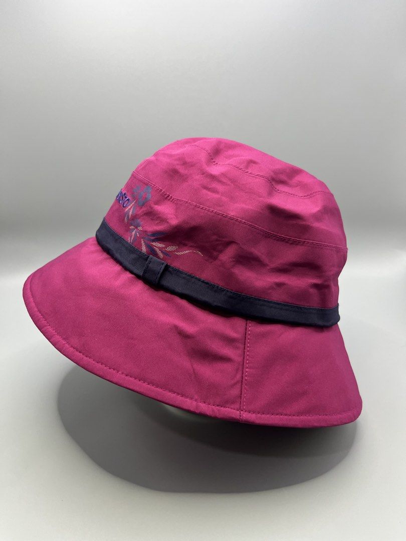 TrekSta Gore-Tex Pink Bucket Hat with Drawstring (Category: Caps & Hats) located in Manila. Submitted by homegrwn_thrift (Listing ID 1451478094, Image 3). Description: - TrekSta Pink Gore-Tex bucket hat - Dark blue band with floral embroidery - Adjustable chin drawstring with toggle - Ideal for outdoor adventures - Provides protection from rain and sun.