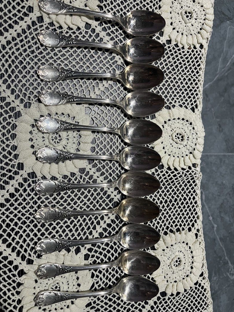 Vintage Silver Plated Dessert Spoons and Forks Set (Category: Dinnerware & Cutlery) located in Manila. Submitted by edrian1.60dd9c (Listing ID 1451492005, Image 2). Description: - Set of 11 dessert spoons and 11 dessert forks - Beautiful ornate handle design - Made of silver plate - Ideal for special occasions or adding a vintage touch - Minor signs of wear consistent with age.