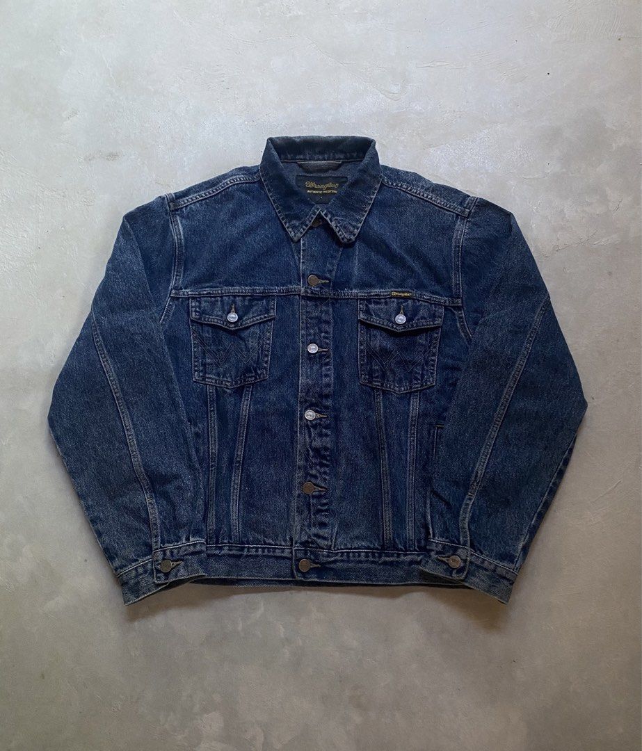 WRANGLER - VINTAGE W41001 DENIM JACKET (Category: Coats, Jackets and Outerwear) located in Naga. Submitted by junked_garments_v2 (Listing ID 1451445637, Image 1). Description: WRANGLER - VINTAGE W41001 DENIM JACKET CONDITION: EXCELLENT COLOR RATE: 9.5/10 ISSUE: NONE WIDTH 24” / LENGTH 25” DM ME TO PURCHASE!.