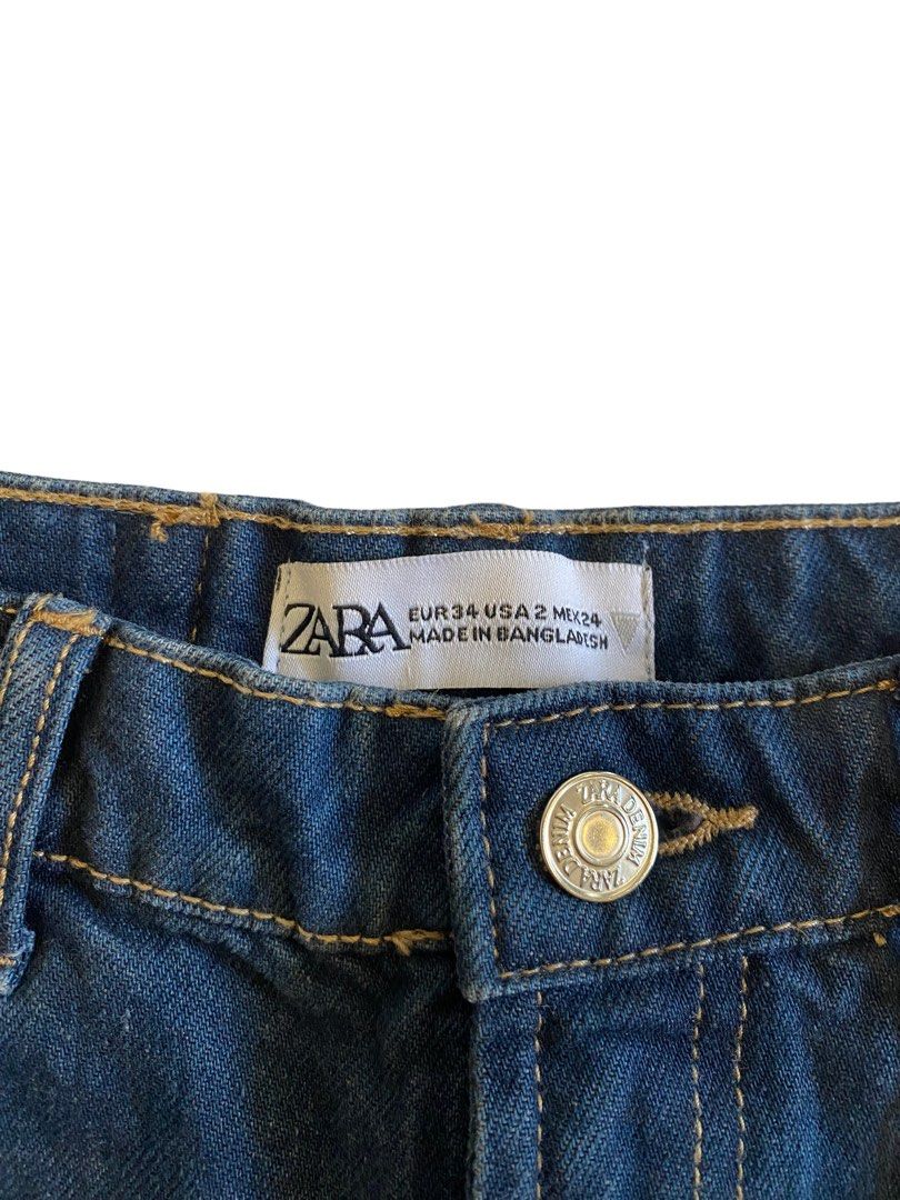 Zara Denim Shorts (Category: Shorts) located in Quezon City. Submitted by staysaltyph (Listing ID 1451354434, Image 3). Description: - Zara Blue Denim Shorts - High-waisted style - Button and zip closure - Classic five-pocket design - Size: EUR 34 / US 2 / MEX 24 - Made in Bangladesh - Ideal for casual wear.