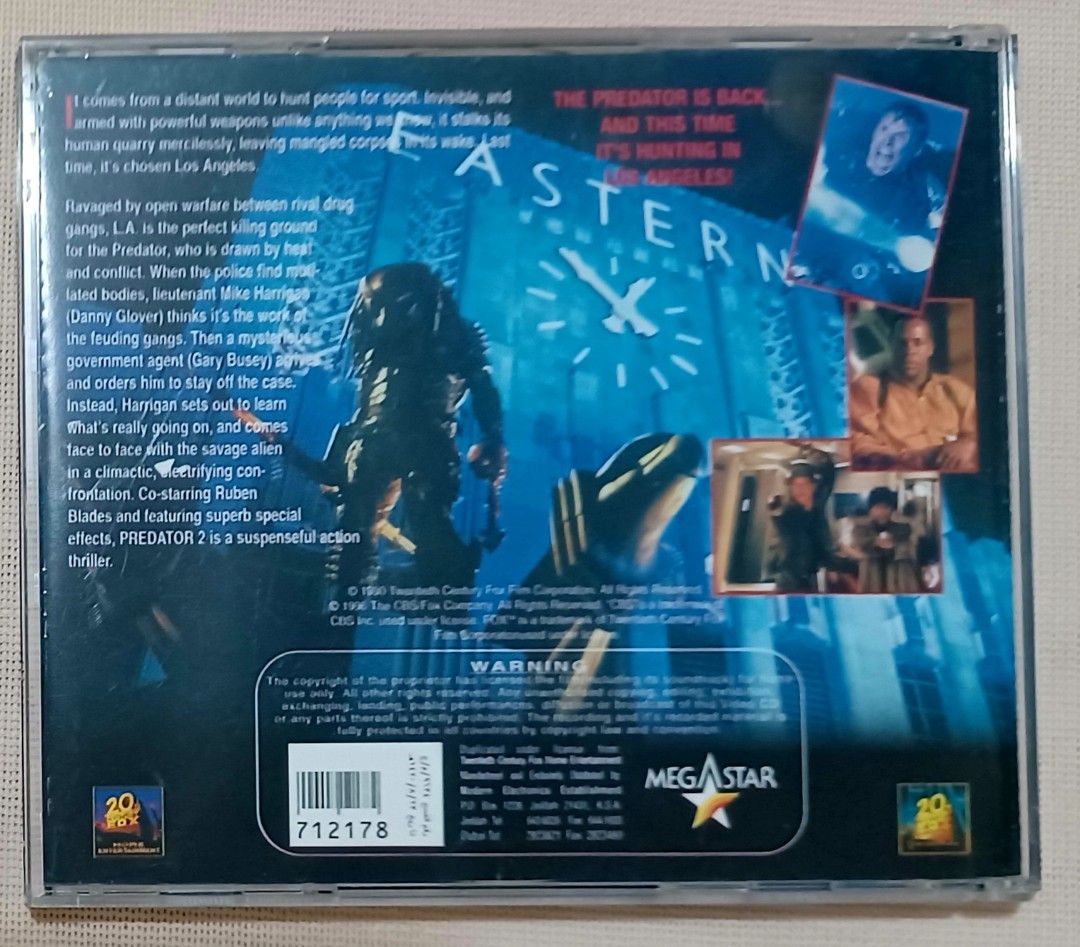 🎬 Predator 2 — Official Megastar VCD Release 🎬 (Category: CDs & DVDs) located in Quezon City. Submitted by wjmae (Listing ID 1451523122, Image 2). Description: ✨ Item Details - 🎞️ Movie: Predator 2 (1990 sci‑fi action classic) ​ - 📀 Format: 2‑disc Video CD (VCD) set ​ - 🏷️ Release: Licensed Philippine edition by Megastar, under 20th Century Fox ​ - ⭐ Cast: Danny Glover, Gary Busey, Ruben Blades, Maria Conchita Alonso ​ - 📖 Story: The iconic