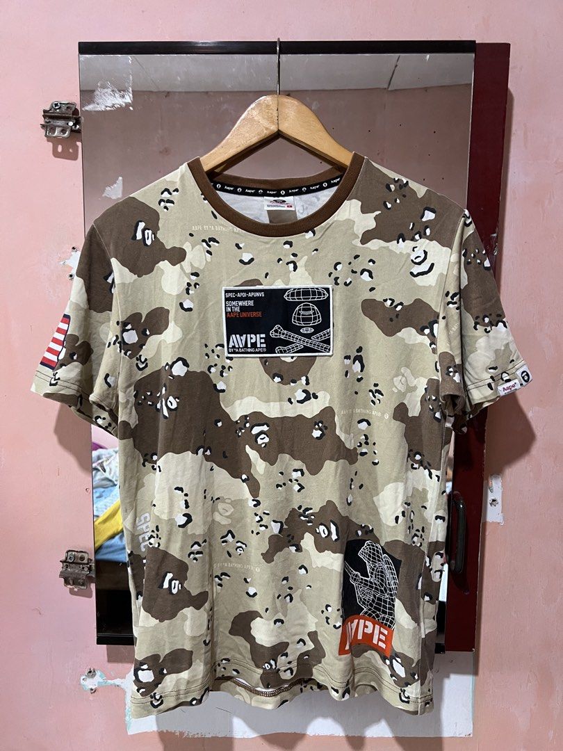 AAPE Chocolate chip camo t shirt (Category: Tshirts & Polo Shirts ) located in Sibulan. Submitted by rustysbestpick (Listing ID 1451525174, Image 1). Description: Excellent condition Minimal hairlines only Color rate: 9/10 Width: 20 Length: 26 Size small on tag.