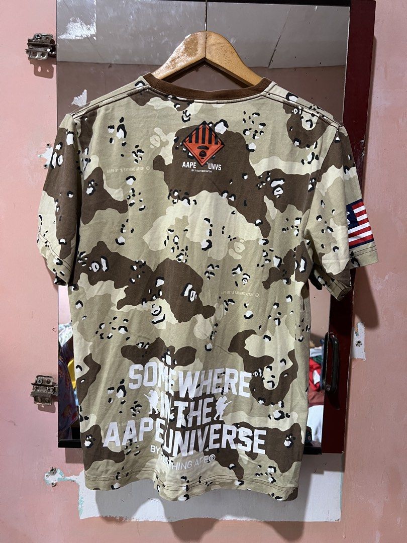 AAPE Chocolate chip camo t shirt (Category: Tshirts & Polo Shirts ) located in Sibulan. Submitted by rustysbestpick (Listing ID 1451525174, Image 2). Description: Excellent condition Minimal hairlines only Color rate: 9/10 Width: 20 Length: 26 Size small on tag.