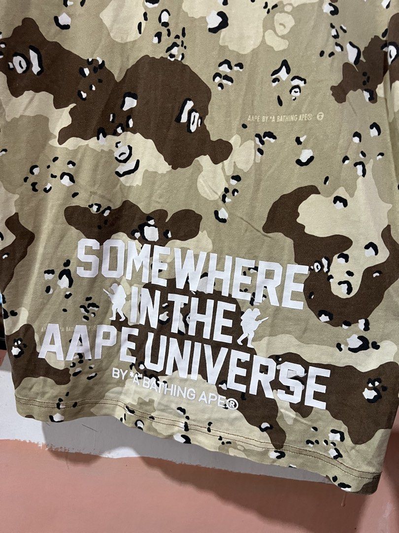 AAPE Chocolate chip camo t shirt (Category: Tshirts & Polo Shirts ) located in Sibulan. Submitted by rustysbestpick (Listing ID 1451525174, Image 3). Description: Excellent condition Minimal hairlines only Color rate: 9/10 Width: 20 Length: 26 Size small on tag.