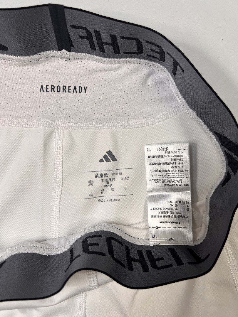 Adidas Techfit AEROREADY White Compression Shorts (Category: Activewear) located in Manila. Submitted by randsclothingstore (Listing ID 1442748632, Image 3). Description: BRAND: Adidas Size (Inch) ‼️Medida Size‼️ : W 30-32 Color Rate: 10/10 Condition: Brand New Issue: None - Blind Buy, Wrong Size 🧼 Items have been stored or thrifted — we highly recommend washing before wearing. 💡 Colors may vary slightly due to lighting and screen settings 🏷️ 