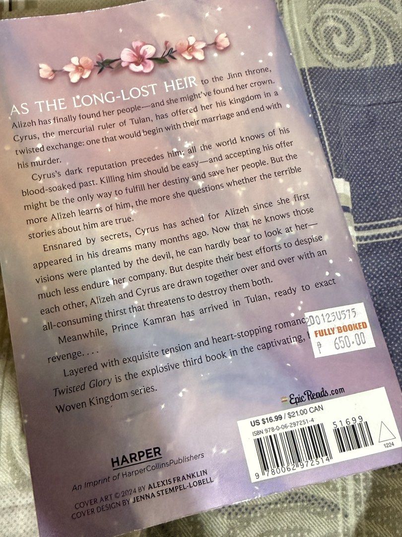 All This Twisted Glory (Pre-loved Book) (Category: Storybooks) located in Manila. Submitted by zxliad (Listing ID 1451671527, Image 3). Description: Relisting. All this Twisted Glory - Orig price indicated in the back part (from Fully Booked) - Last price MOP: Gcash/Bank Transfer MOD: Lalamove/Ggx/Lbc .