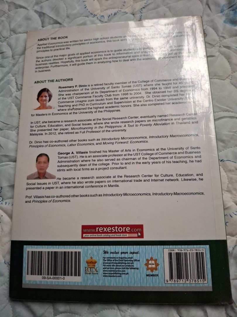 Applied Economics (Category: Textbooks) located in Caloocan City. Submitted by haydee88 (Listing ID 1451599682, Image 2). Description: 🍒minimal highlights 🍒with plastic cover.