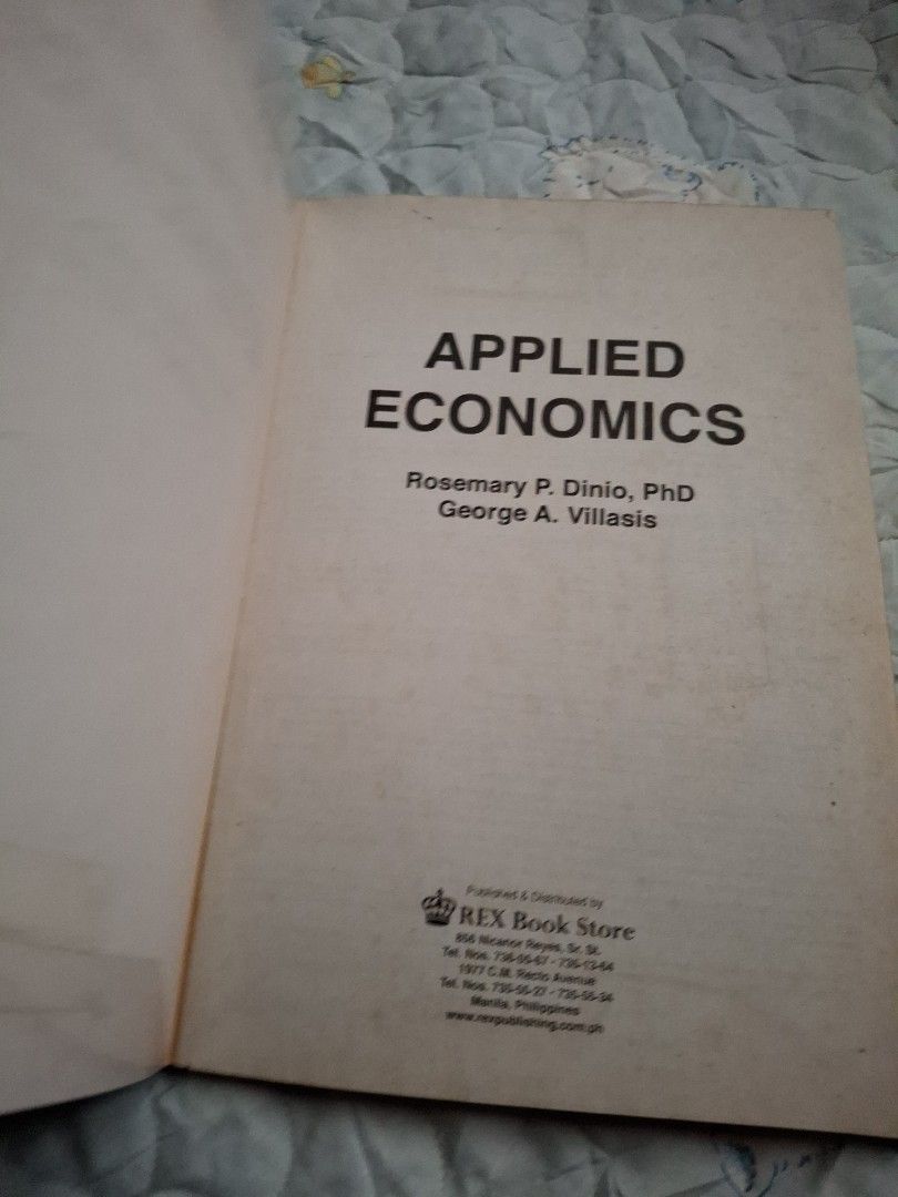 Applied Economics (Category: Textbooks) located in Caloocan City. Submitted by haydee88 (Listing ID 1451599682, Image 3). Description: 🍒minimal highlights 🍒with plastic cover.