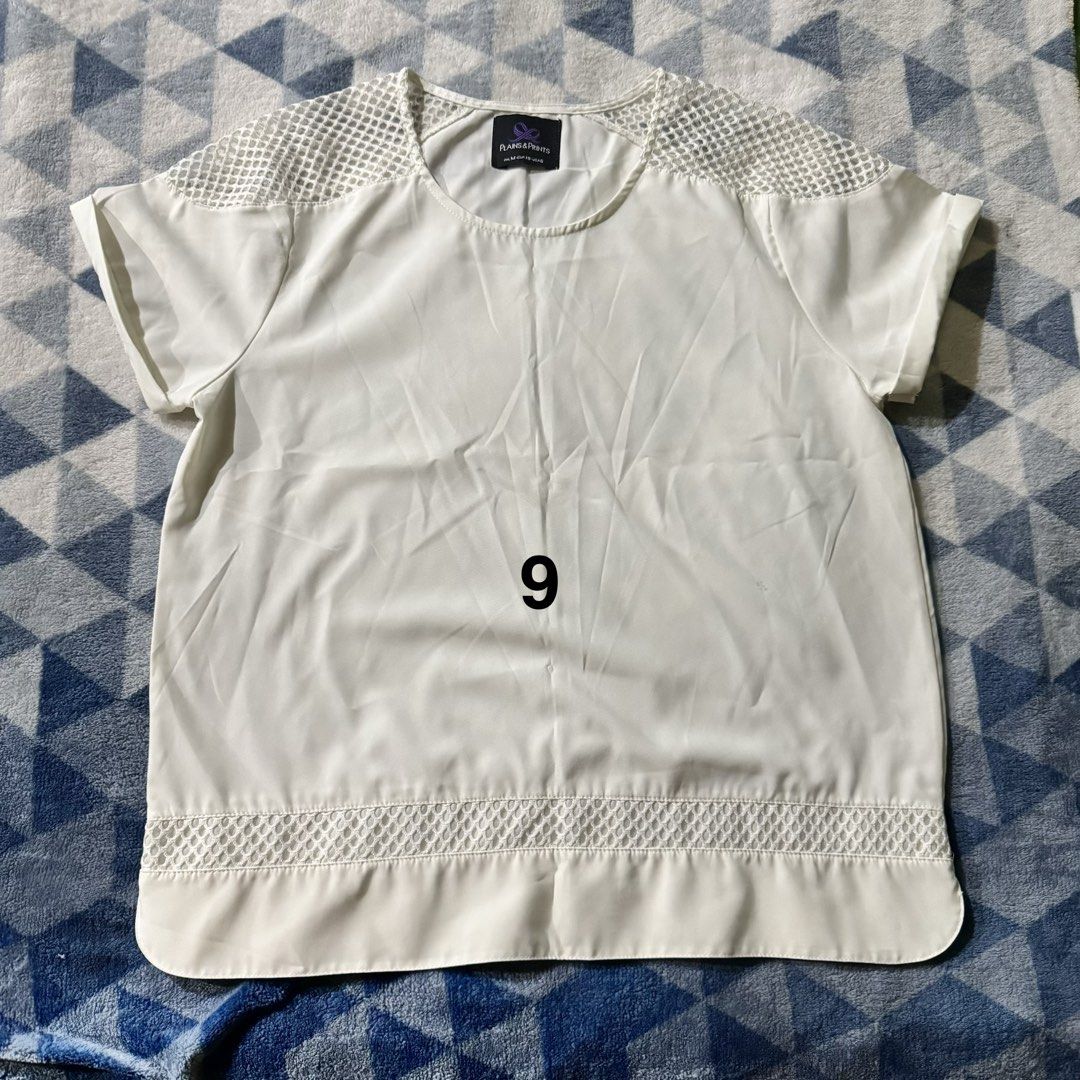 Assorted blouses for sale (Category: Blouses) located in Makati City. Submitted by jinger_21 (Listing ID 1451636630, Image 3). Description: Assorted brands Lightly used Fits small to large frames Minimum purchase Php 300.00. (Plus shipping fee) Details: 2. Size Large Color: yellow mustard No brand 3. Size Small Color royale blue Brand: Kashieca 4. Size medium Color white Brand: Memo 5. Size medium Color dark blue Brand: Uniqlo 6. Size Medium Colo