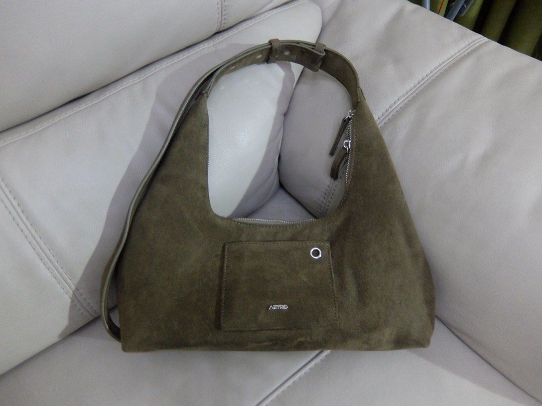 Aztrid Small Crossbody Hobo Sling Strap Bag (Category: Shoulder Bags) located in Paranaque City. Submitted by declutterbyrosie (Listing ID 1451687320, Image 3). Description: Selling Suede Moss Colored - Aztrid Cross Body Hobo Sling Strap Bag - no issues - lightly used - selling lower than actual paid price RFS: decluttering.