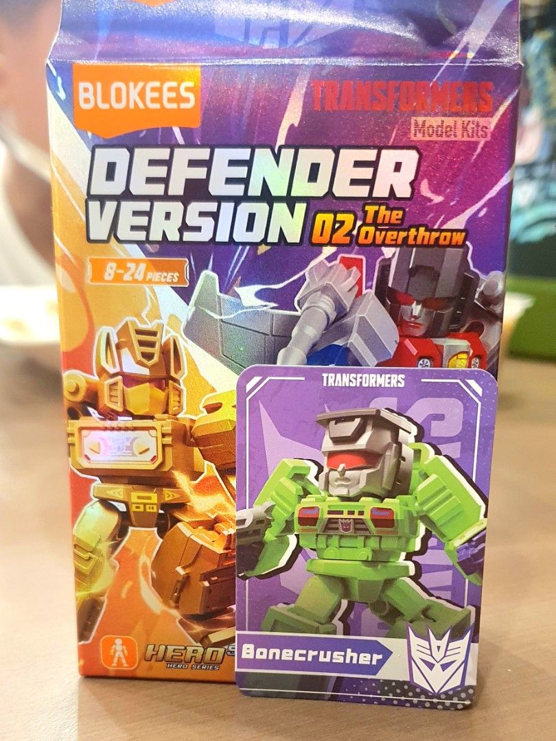 Blokees Transformers Defenders (Category: Action & Battle Toys) located in Cainta. Submitted by origeetostore (Listing ID 1451637515, Image 1). Description: - Blokees Transformers Defender Version 02 Model Kit - Includes exclusive Bonecrusher character card - Recommended for Transformers fans and collectors - Fun building toy for ages 8-24 pieces Blokees Transformers Bonecrusher and SG Rodimus Prime Sealed Pack, Unscanned location: Greenland Cain