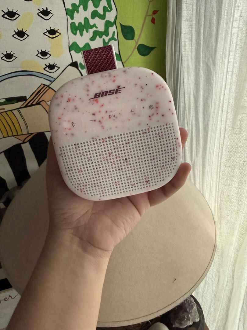 Pink! Bose SoundLink Micro 2nd Gen Portable Speaker (Category: Soundbars, Speakers & Amplifiers) located in Mandaluyong City. Submitted by pochvlv (Listing ID 1451557334, Image 1). Description: - Bose SoundLink Micro portable speaker - 2nd Generation model - Compact and durable design - Ideal for outdoor adventures and travel - Comes in original packaging - sealed in box - limited edition pink - collab with bon bon candies (us).