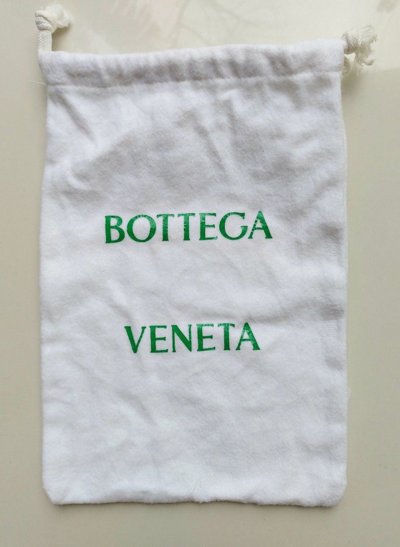 Bottega Veneta Dust Bag (Category: Luxury Bags & Wallets) located in Lapu Lapu. Submitted by agnesapm_29813 (Listing ID 1451650382, Image 2). Description: - Authentic Bottega Veneta dust bag - Made from 100% eco-friendly cotton flannel - Perfect for storing wallet, small accessories or jewelry - Made in Albania - Measurements: width-6 inches, height-9 inches .