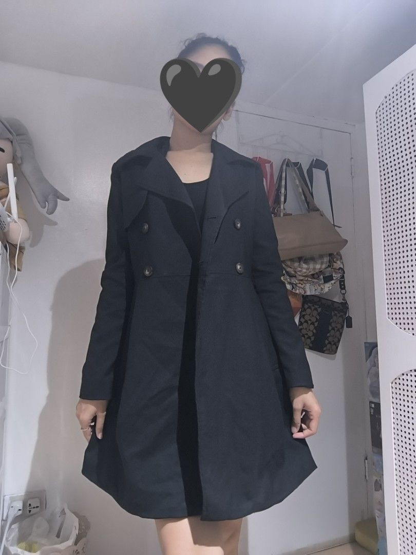 Bread n Butter Black Coat Dress (Category: Coats, Jackets and Outerwear) located in Manila. Submitted by yui021 (Listing ID 1451518715, Image 2). Description: - Thrifted. Very good quality 10/10. There's a lining, and tailored cuts. - Loc: Sta. Ana, Manila. - No COD or GCash..