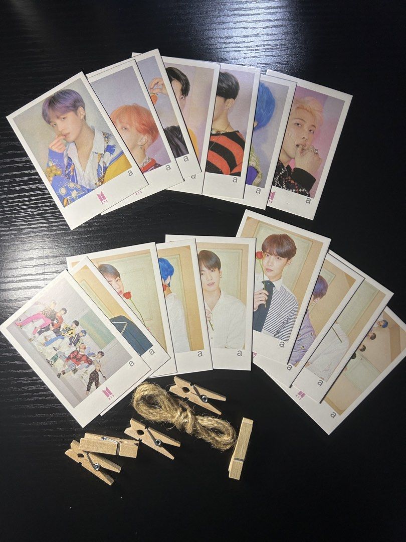 BTS items (Category: K-Wave Merchandise) located in Singapore. Submitted by rainbows2410 (Listing ID 1451607178, Image 10). Description: Clearing some of my BTS items, most of them are new! Get everything in the picture at just $5! What’s included: - BTS fabric poster - BTS postcard set - BTS Love Yourself album, Answer F (official) - Jimin Lomo, 30 pieces - 2 V posters - Jin Summer Package Guide Book (not sure if official or not) - BTS decorativ