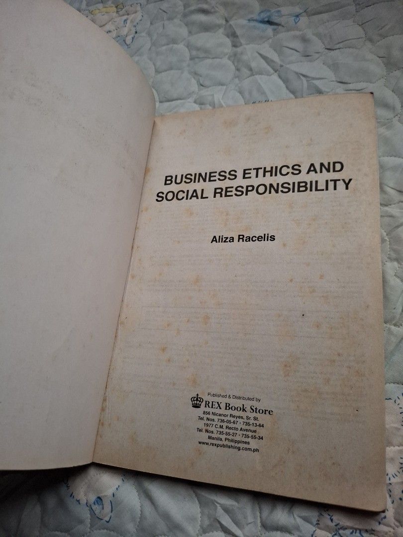 Business Ethics and Social Responsibility Rex Book Store (Category: Textbooks) located in Caloocan City. Submitted by haydee88 (Listing ID 1451587082, Image 3). Description: 🍒minimal writings.