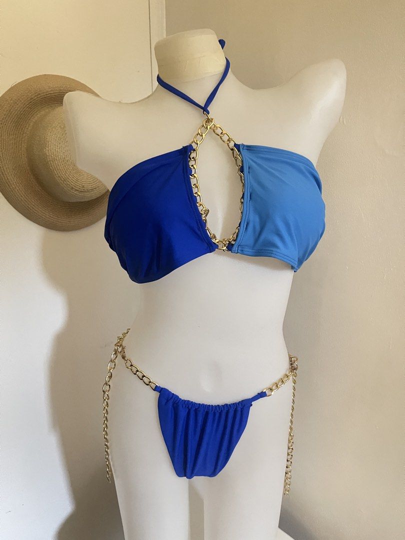 Chain bikini swimsuit (Category: Bikinis & Swimsuits) located in Taguig. Submitted by declutterwithtally (Listing ID 1451607563, Image 2). Description: 🌊 Preloved Swimsuits for Sale 👙 Available Styles: One-piece Two-piece Brands: Zaful and SHEIN Condition: Brand new (never worn) Like new (excellent condition) used 1-2x Size: Large on tag Best fits: Bust:40A Waist:30–32 inches Perfect for beach trips, pool days, vacations, or your next getaway! 
