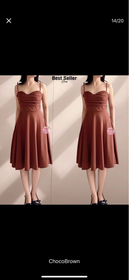 Chocolate Brown Dress with Adjustable Strap (Category: Dresses) located in Bacoor. Submitted by deaclutter.ph (Listing ID 1451647020, Image 3). Description: > Medium - XXL > Only wore once > Request for when worn picture > No COD > GCash, GoTYME, Maya, Maribank > MOD: lalamove or jnt > SF paid by buyer.