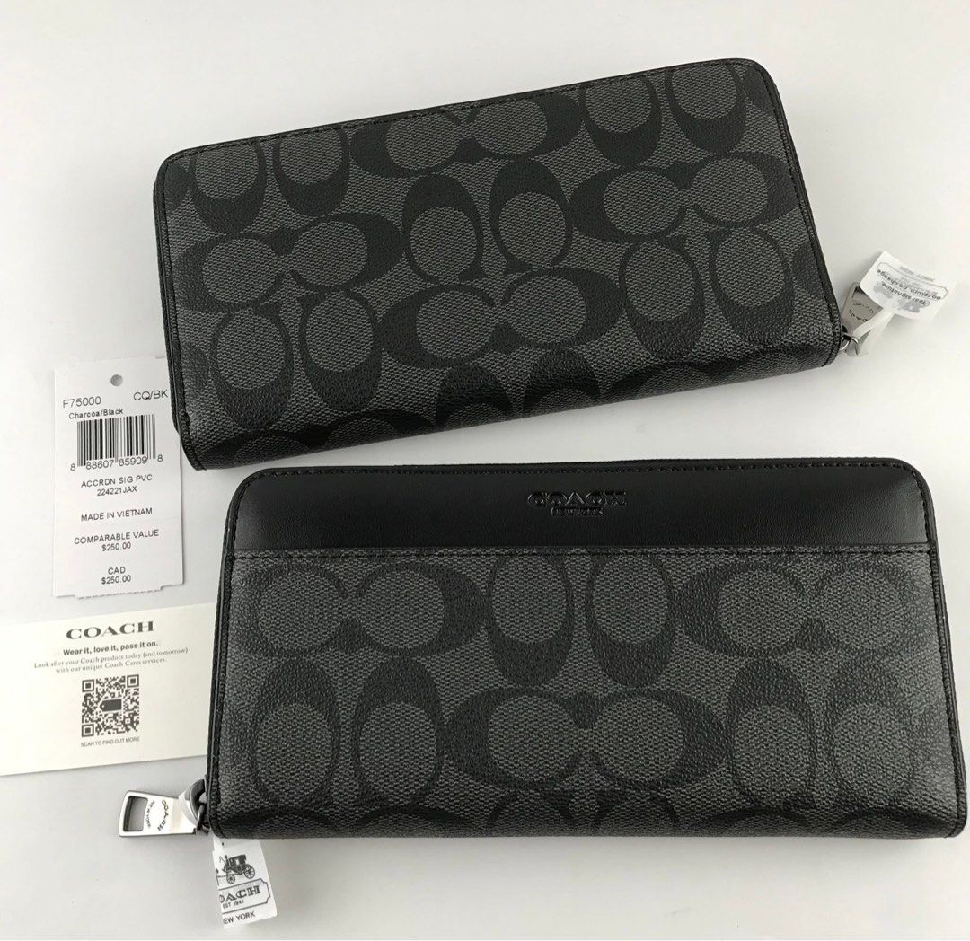 Coach Signature Zip Around Wallet (Category: Wallets & Card holders) located in Caloocan City. Submitted by brandeditemsph (Listing ID 1451527256, Image 3). Description: - Authentic Coach Zip Around Wallet - Color: Black and Grey Signature Print - Ample card slots and compartments for organization - Comes with original tags - Includes authenticity card - Perfect for keeping your essentials tidy.