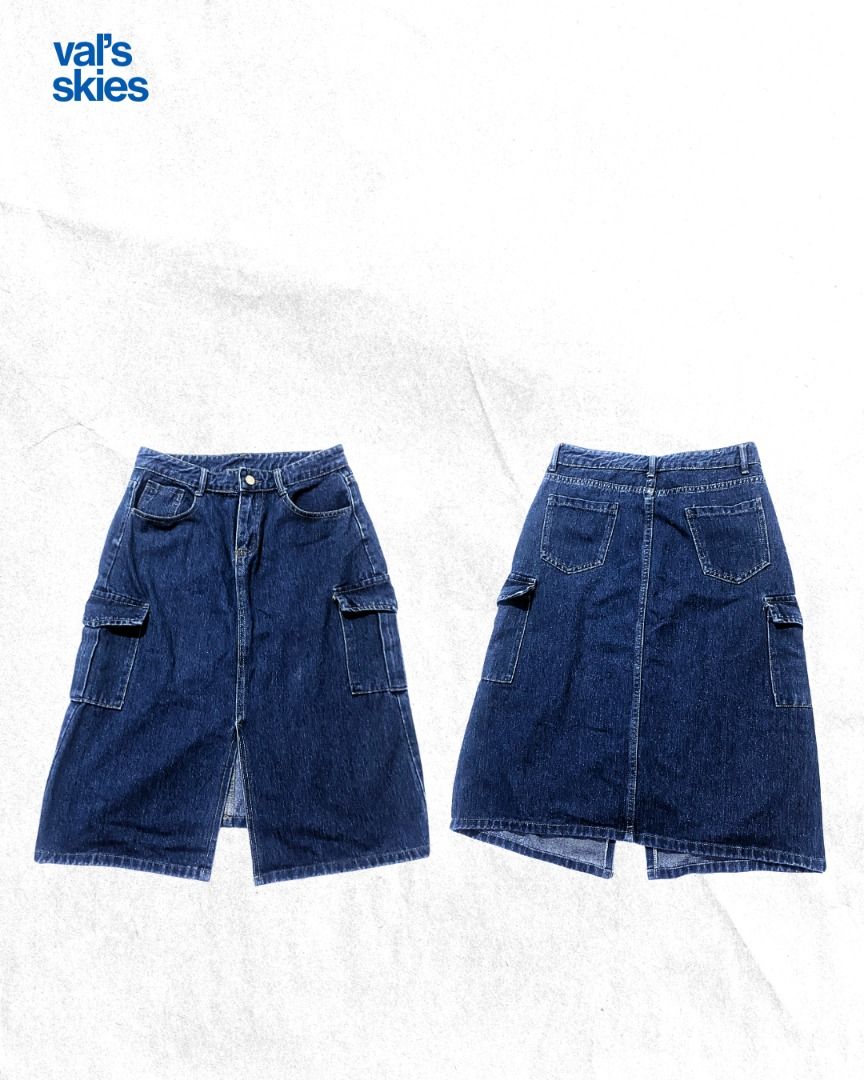 DENIM RETRO CARGO SKIRT (Category: Skirts) located in Davao. Submitted by valskies (Listing ID 1451295966, Image 2). Description: L but may fit M.