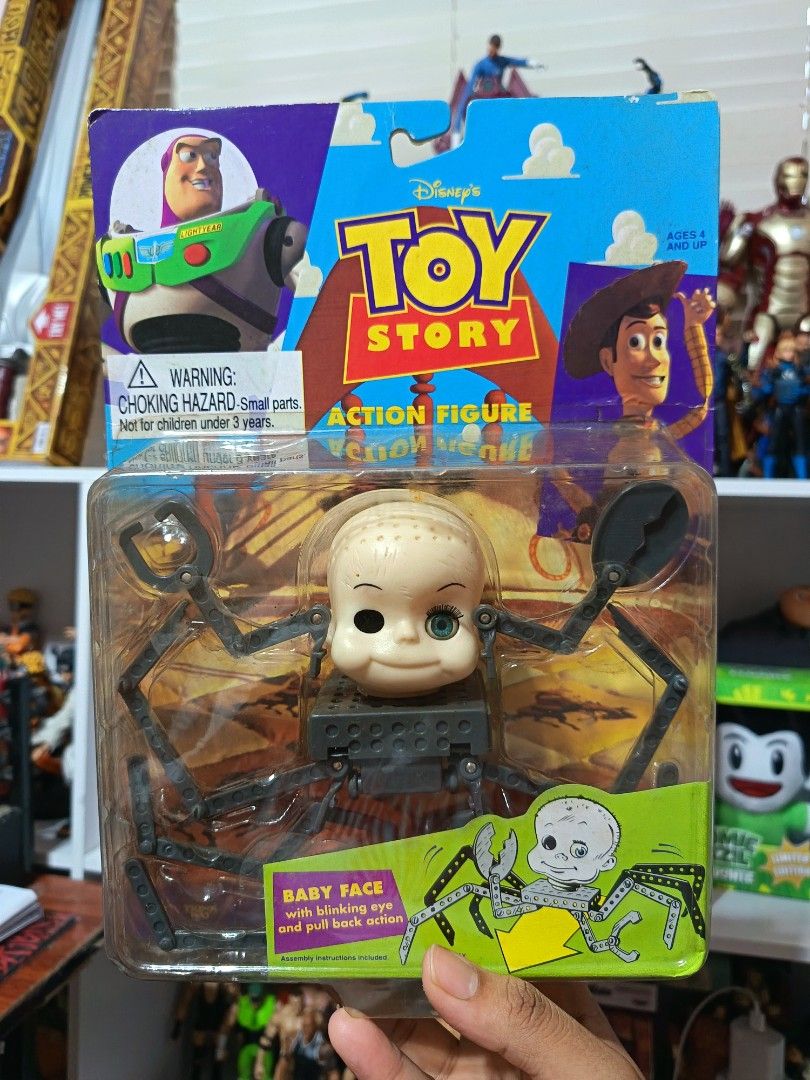 Disney Toy Story Baby Face Action Figure (Category: Toys & Games) located in Kuala Lumpur. Submitted by amir.collection06 (Listing ID 1451621058, Image 1). Description: - Toy Story Baby Face action figure - Features blinking eyes - Includes pull-back action - Part of a collectible series - Ideal for Toy Story fans - Check out other available figures!.