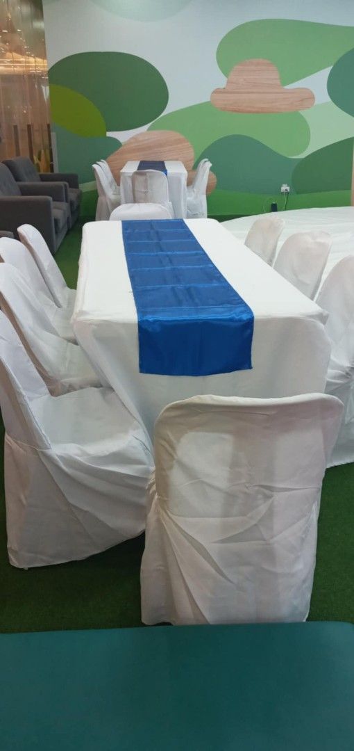 Tables & Chairs Rental (Category: Other Home Decor) located in Manila. Submitted by bing.02 (Listing ID 1451534398, Image 3). Description: - Complete set for event styling - Includes white tablecloths, chair covers, and decorative runners different colors. - Perfect for parties, weddings, or corporate events - Available for rent or purchase - Various sizes and styles available - Contact for details on availability and pricing 📱0917 156 7261 📱09