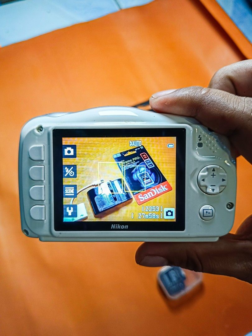 For Sale Nikon COOLPIX S33 Waterproof Camera (Category: Cameras) located in Cebu City. Submitted by johnearl15 (Listing ID 1451665984, Image 3). Description: Nikon COOLPIX S33 Waterproof Camera 📸 Take all for 6k Only 📸 ✅ Waterproof up to 10m (33ft) ✅ Shockproof up to 1.5m (5ft) ✅ Original Nikon battery included ✅ Universal charger included ✅ USB OTG SD card reader included ✅ Clean and well-maintained ✅ Brand-new 16GB SD CARD 📍Ready to use—just