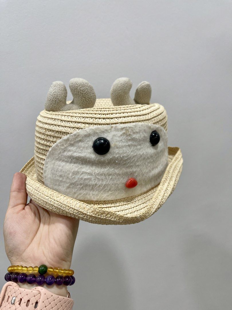 【FREE】Cute Straw Hat with Animal Face for Kids (Category: Babies & Kids Fashion) located in Klang. Submitted by catroline.sim (Listing ID 1451624498, Image 1). Description: - Adorable straw hat for children - Features a fun animal face design with ears and googly eyes - Perfect for sunny days and costume play - Lightweight and comfortable for kids - Provides excellent sun protection for the face.