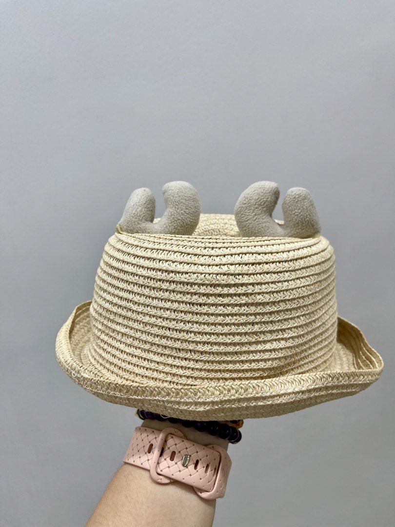 【FREE】Cute Straw Hat with Animal Face for Kids (Category: Babies & Kids Fashion) located in Klang. Submitted by catroline.sim (Listing ID 1451624498, Image 2). Description: - Adorable straw hat for children - Features a fun animal face design with ears and googly eyes - Perfect for sunny days and costume play - Lightweight and comfortable for kids - Provides excellent sun protection for the face.