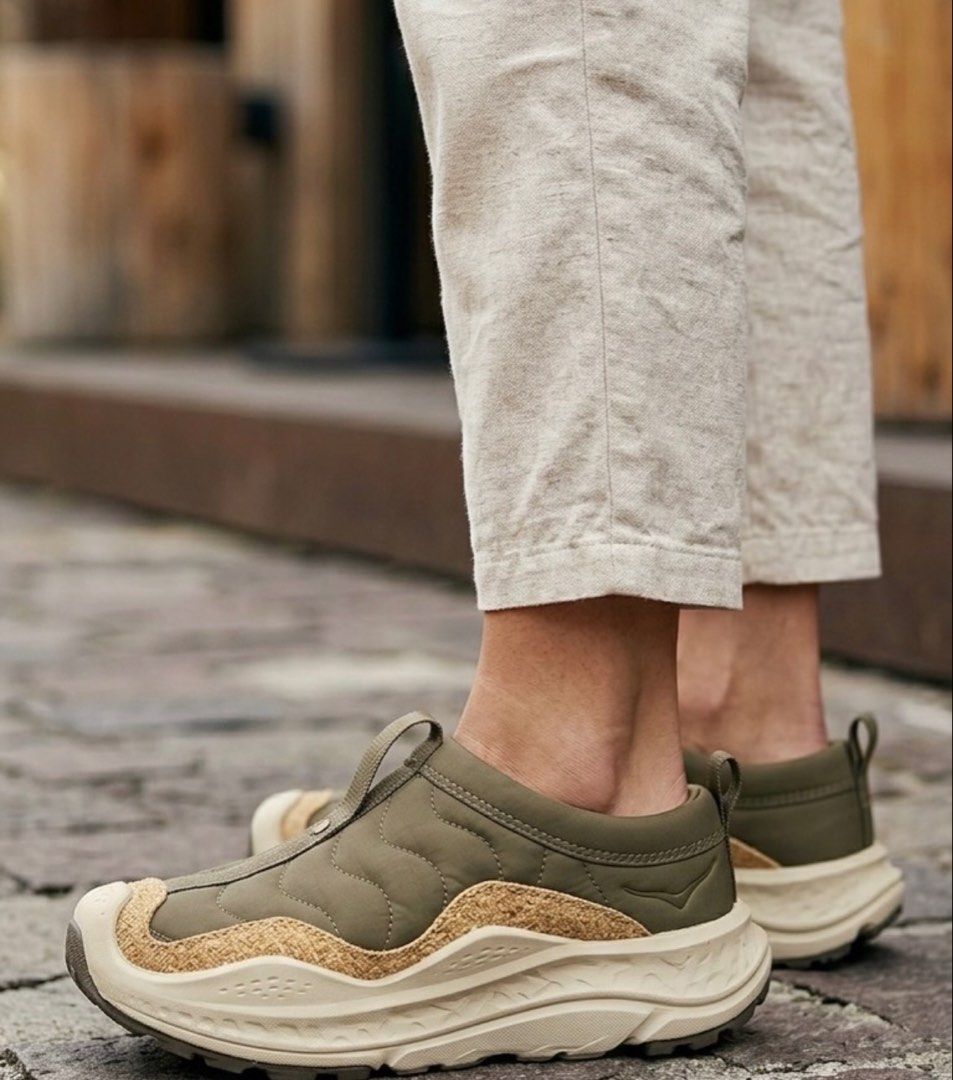 Hoka Ora Olive Green Sneakers (Category: Sneakers) located in Pasig City. Submitted by into_decluttering (Listing ID 1451531520, Image 2). Description: Bought on sale. Size: 24cm Selling for 2500 only. Original, no box. Used few times already. RFS: Decluttering.