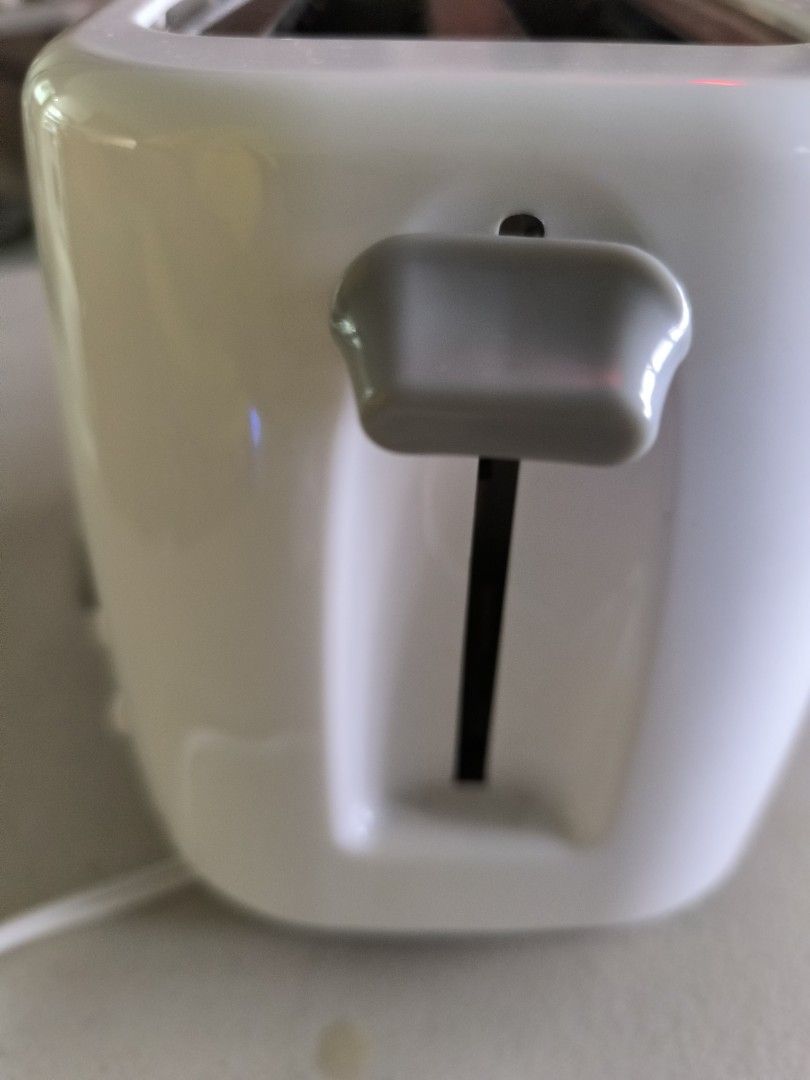 Imarflex IS-62 Pop-Up Toaster 800W (Category: Ovens & Toasters) located in Caloocan City. Submitted by _preloved_bb (Listing ID 1451527927, Image 2). Description: - White Imarflex toaster - 2 bread slots - Functions: Stop, Reheat, Defrost - Adjustable browning level - 800W power - Ideal for toast, bagels, and more - Compact design.