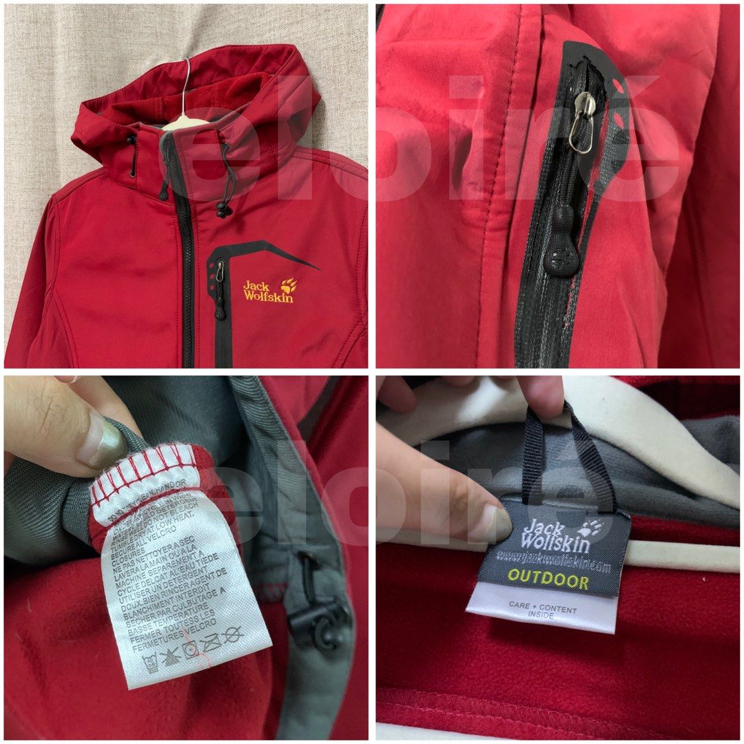 Jack Wolfskin Red Hooded Outdoor Jacket (Category: Coats, Jackets and Outerwear) located in Taguig. Submitted by eloire (Listing ID 1451672352, Image 2). Description: Details • Size:19x24 • Condition: 9/10 • Issue: need wash and have crack prints Reminder ⚠️ This is a ukay/preloved item. Please wash before use. ⚠️ Visible issues may be improved or fixed with washing and Jobus. ⚠️ Please check all photos and manage your expectations. ❌ No return, 